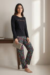 Zivame Buttersoft Knit Poly Pyjama Set - Black Beauty — thumbnail 4